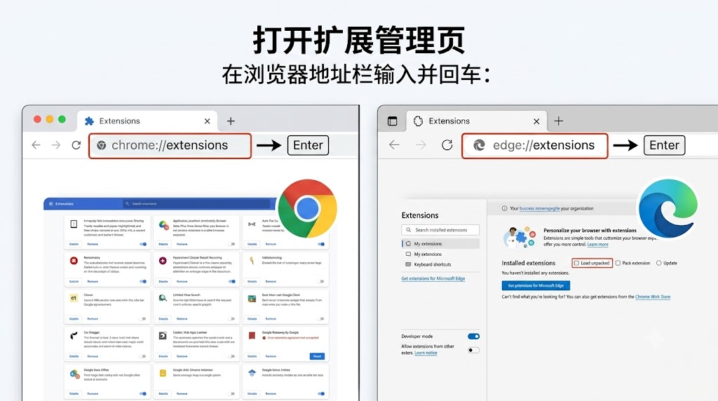 步骤 2 示意图：打开扩展管理页